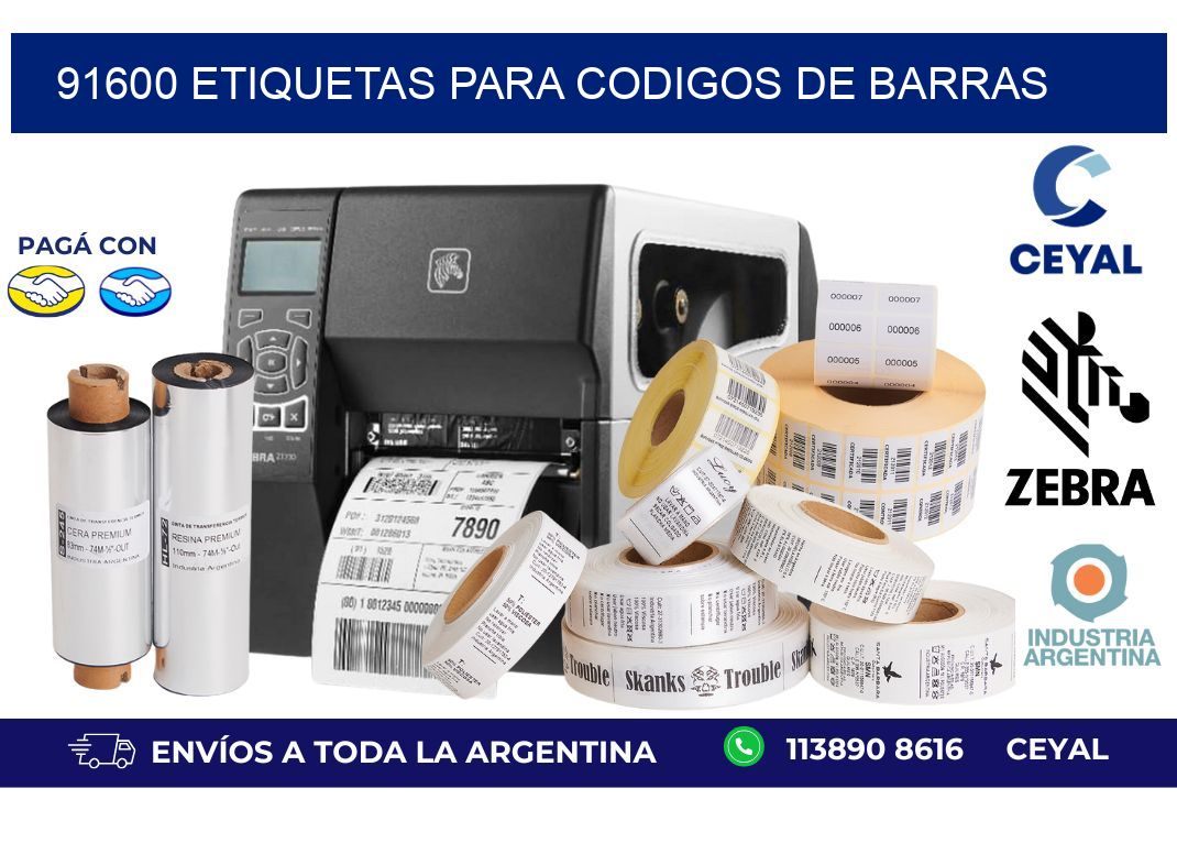 91600 ETIQUETAS PARA CODIGOS DE BARRAS