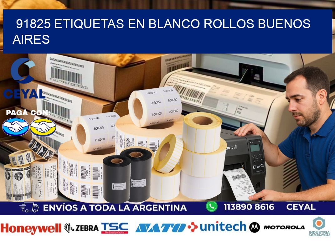 91825 ETIQUETAS EN BLANCO ROLLOS BUENOS AIRES