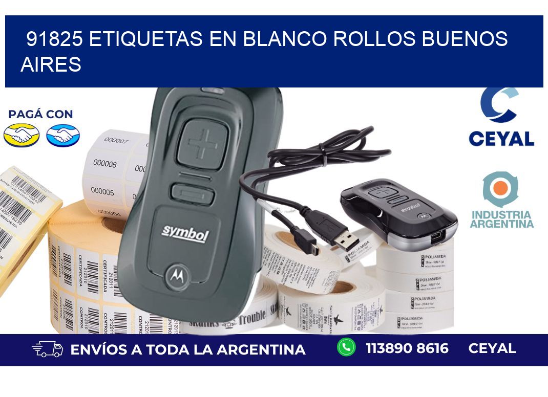 91825 ETIQUETAS EN BLANCO ROLLOS BUENOS AIRES