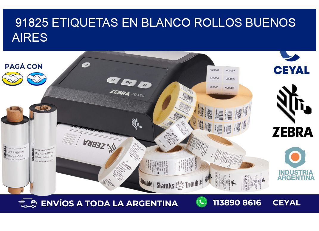 91825 ETIQUETAS EN BLANCO ROLLOS BUENOS AIRES
