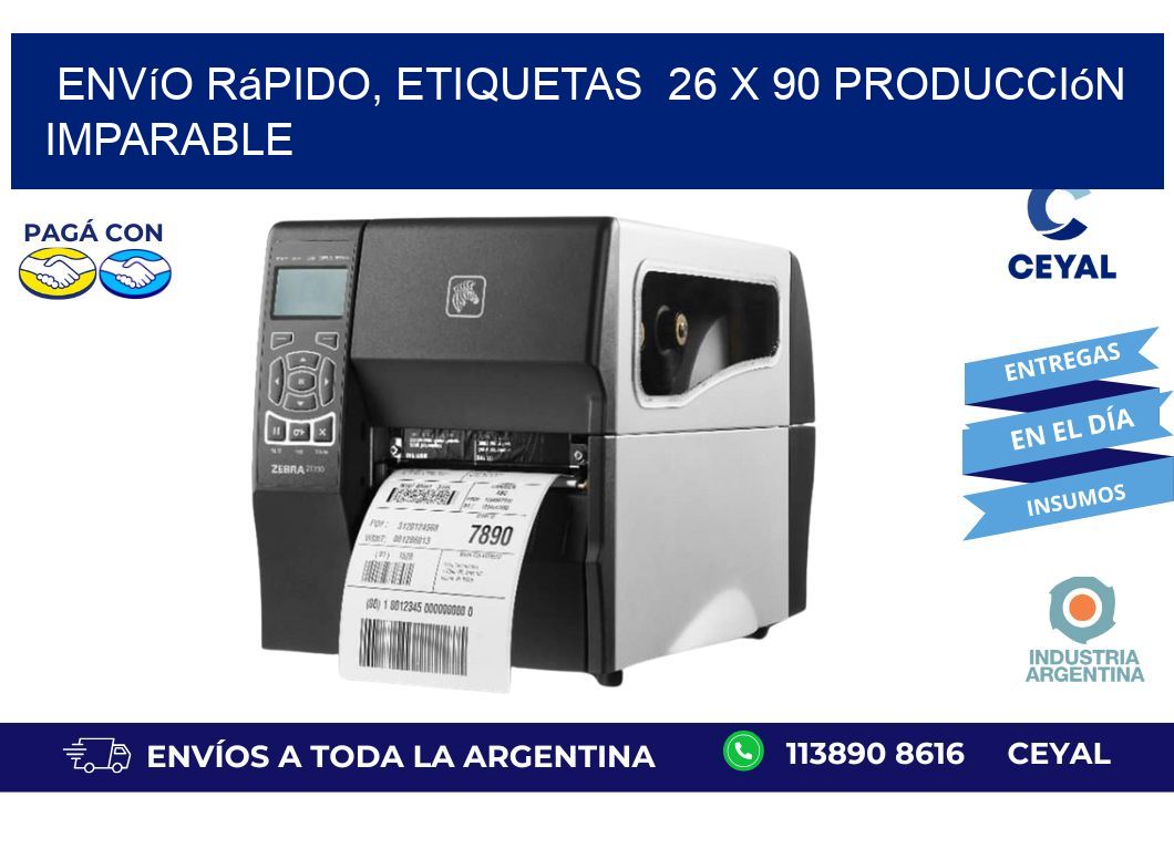 Envío Rápido, Etiquetas  26 x 90 Producción Imparable