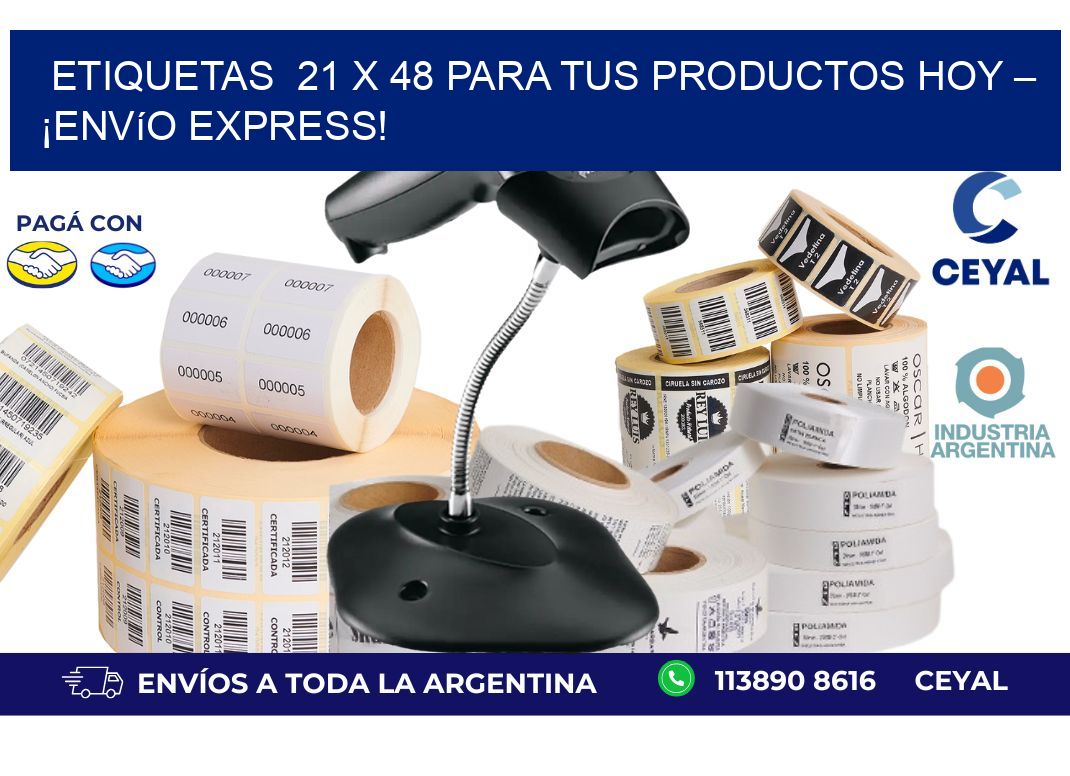 Etiquetas  21 x 48 para tus Productos Hoy – ¡Envío Express!