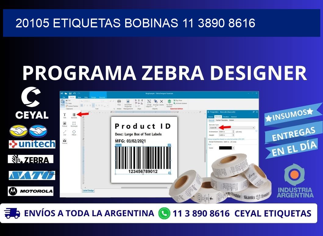 20105 ETIQUETAS BOBINAS 11 3890 8616