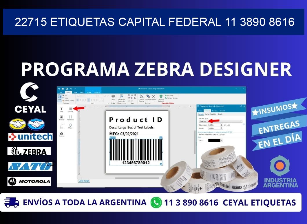 22715 ETIQUETAS CAPITAL FEDERAL 11 3890 8616