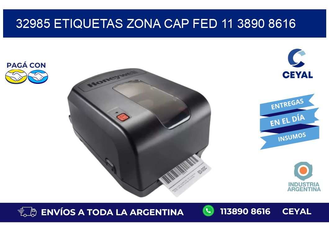 32985 ETIQUETAS ZONA CAP FED 11 3890 8616
