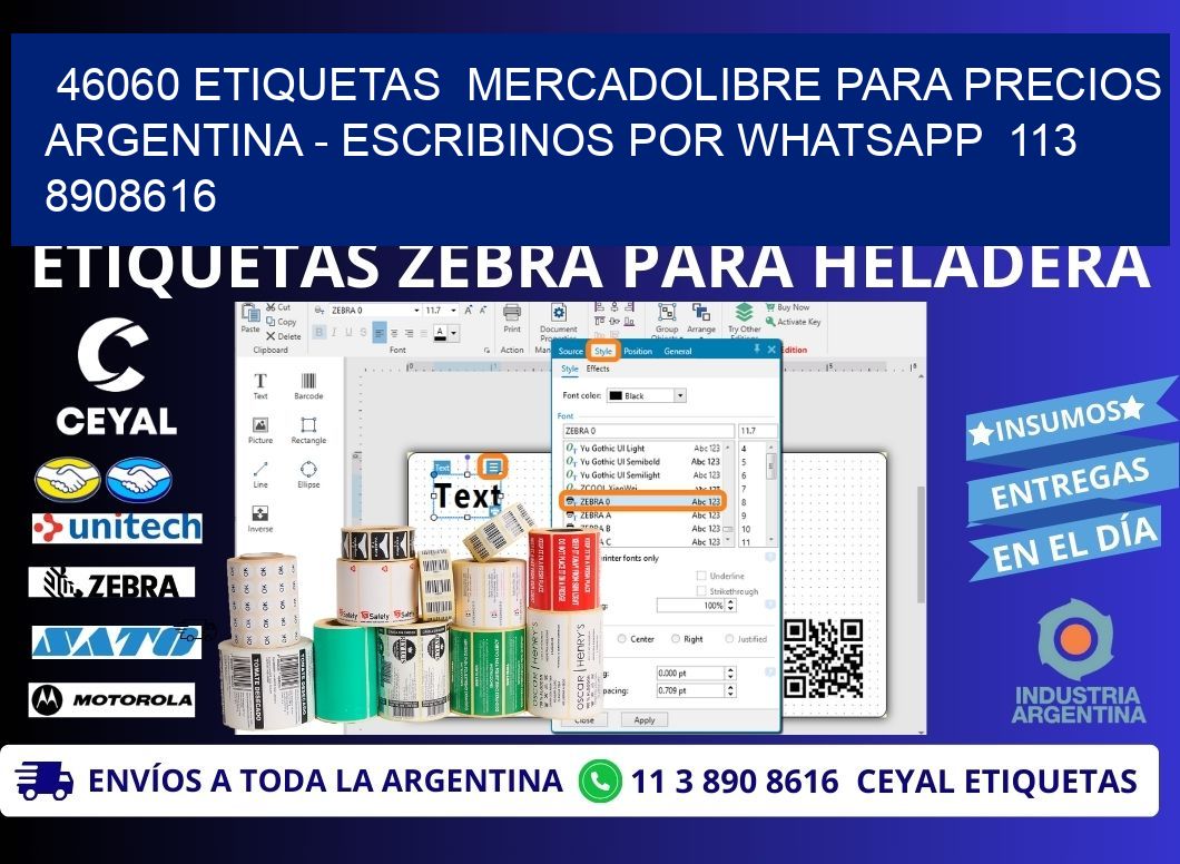 46060 ETIQUETAS  MERCADOLIBRE PARA PRECIOS ARGENTINA - ESCRIBINOS POR WHATSAPP  113 8908616