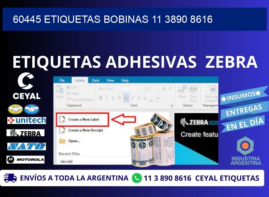 60445 ETIQUETAS BOBINAS 11 3890 8616