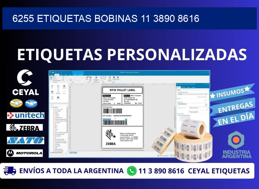 6255 ETIQUETAS BOBINAS 11 3890 8616