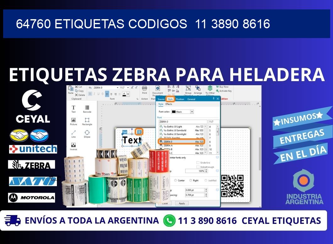 64760 ETIQUETAS CODIGOS  11 3890 8616