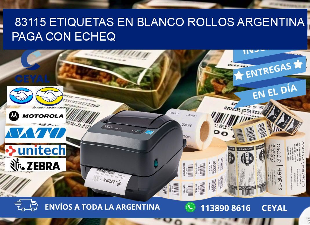 83115 ETIQUETAS EN BLANCO ROLLOS ARGENTINA PAGA CON ECHEQ