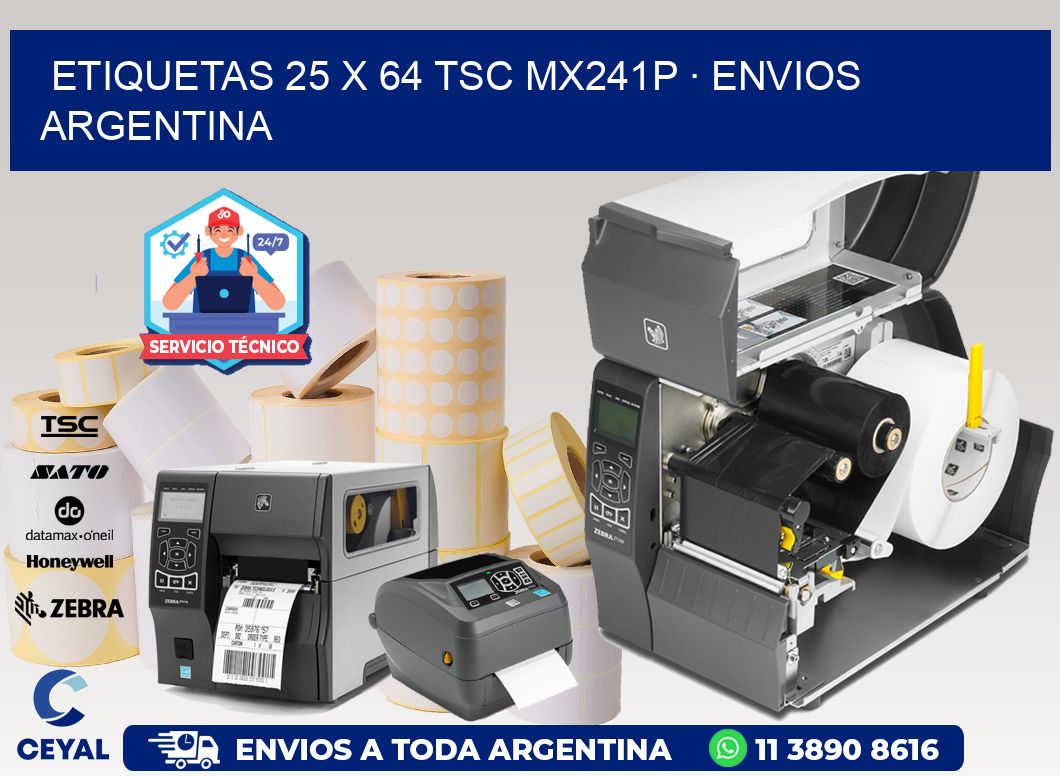 ETIQUETAS 25 x 64 TSC MX241P · ENVIOS ARGENTINA