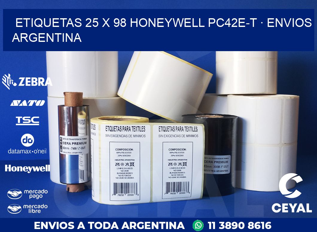 ETIQUETAS 25 x 98 HONEYWELL PC42E-T · ENVIOS ARGENTINA