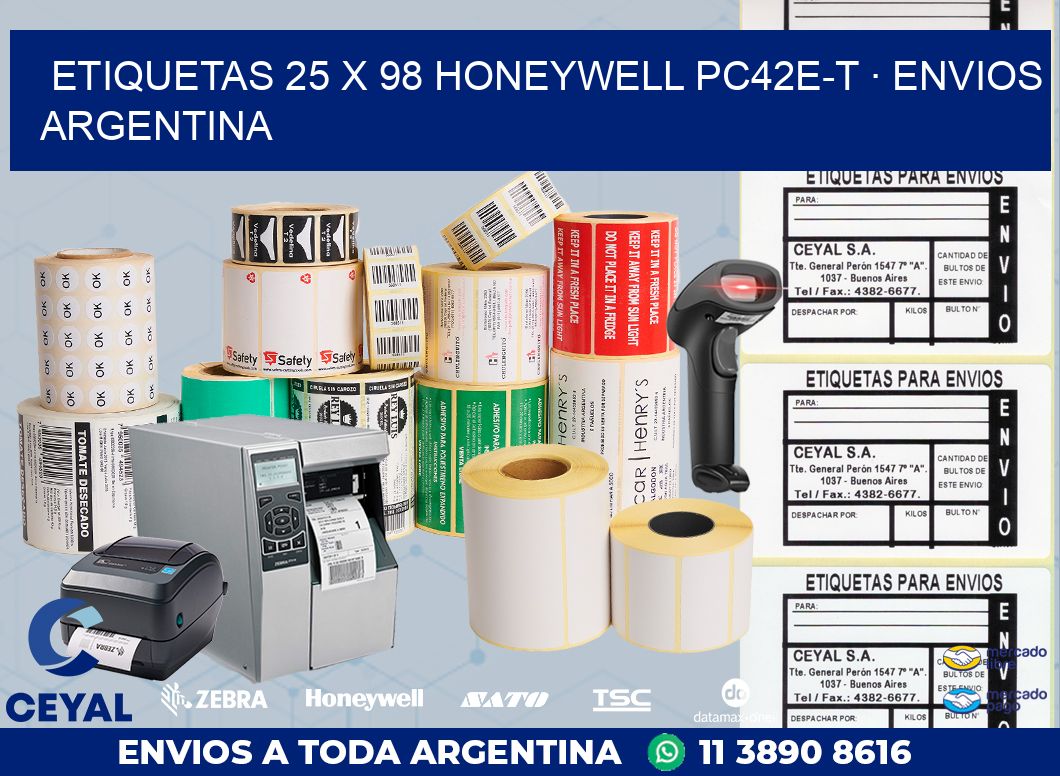 ETIQUETAS 25 x 98 HONEYWELL PC42E-T · ENVIOS ARGENTINA