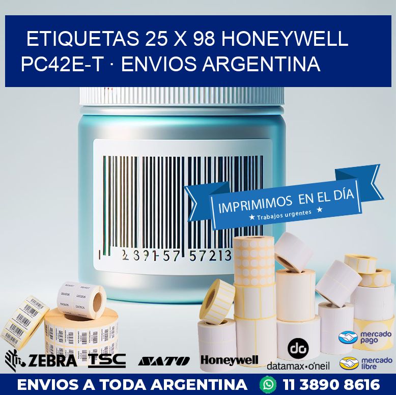 ETIQUETAS 25 x 98 HONEYWELL PC42E-T · ENVIOS ARGENTINA