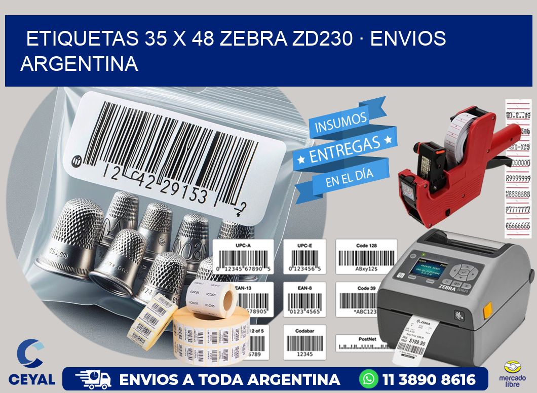 ETIQUETAS 35 x 48 ZEBRA ZD230 · ENVIOS ARGENTINA