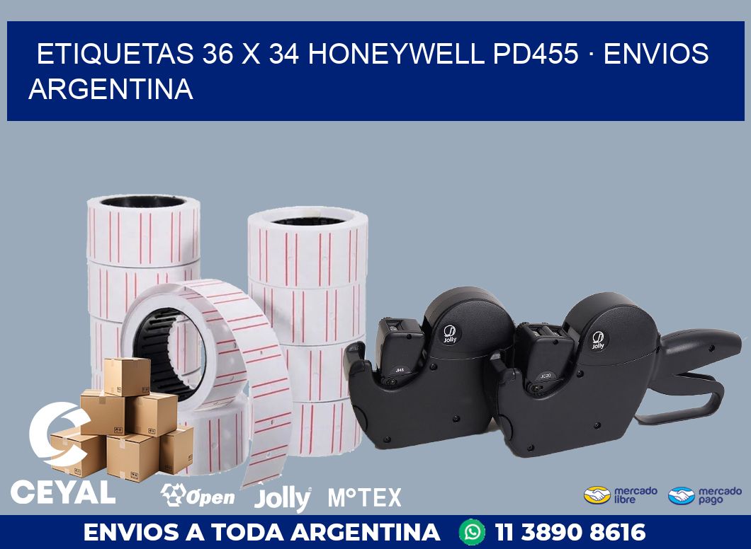 ETIQUETAS 36 x 34 HONEYWELL PD455 · ENVIOS ARGENTINA