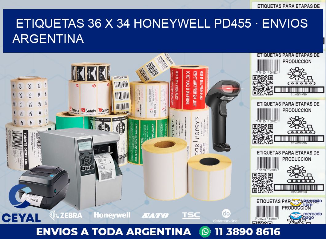 ETIQUETAS 36 x 34 HONEYWELL PD455 · ENVIOS ARGENTINA