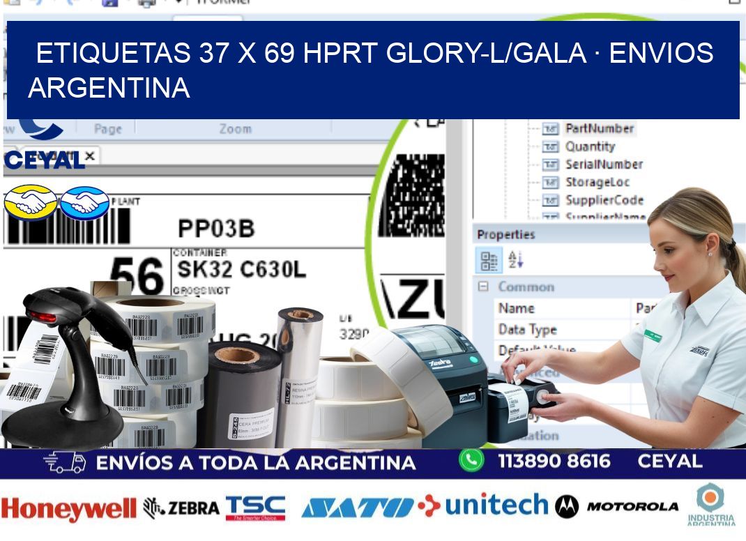 ETIQUETAS 37 x 69 HPRT GLORY-L/GALA · ENVIOS ARGENTINA