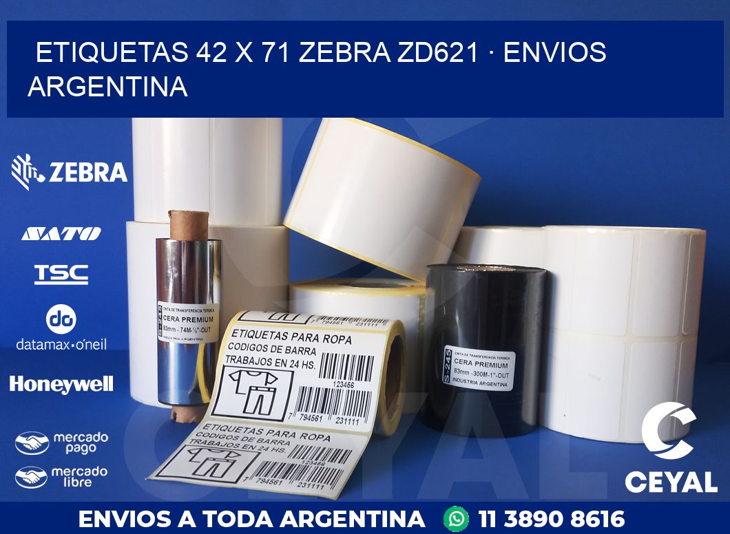 ETIQUETAS 42 x 71 ZEBRA ZD621 · ENVIOS ARGENTINA