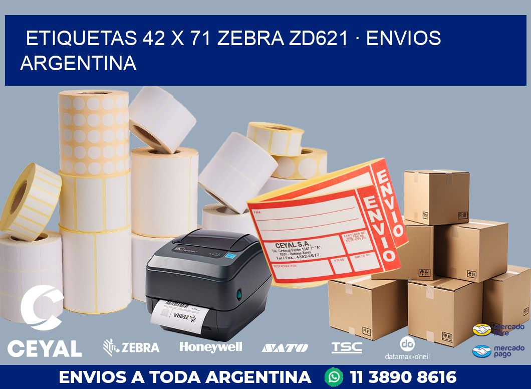 ETIQUETAS 42 x 71 ZEBRA ZD621 · ENVIOS ARGENTINA