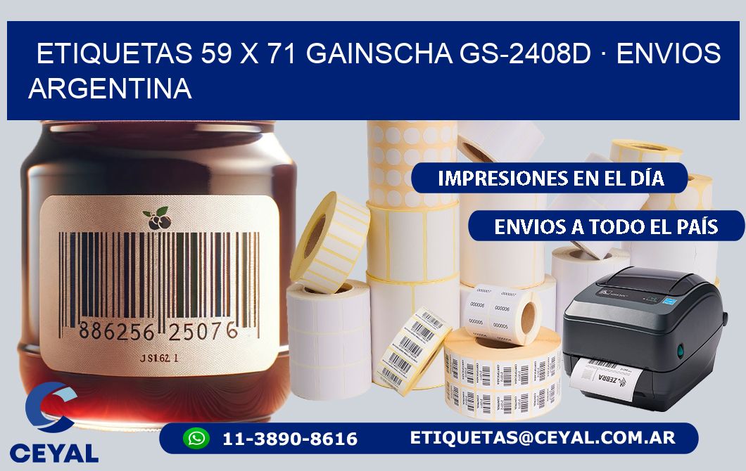 ETIQUETAS 59 x 71 GAINSCHA GS-2408D · ENVIOS ARGENTINA
