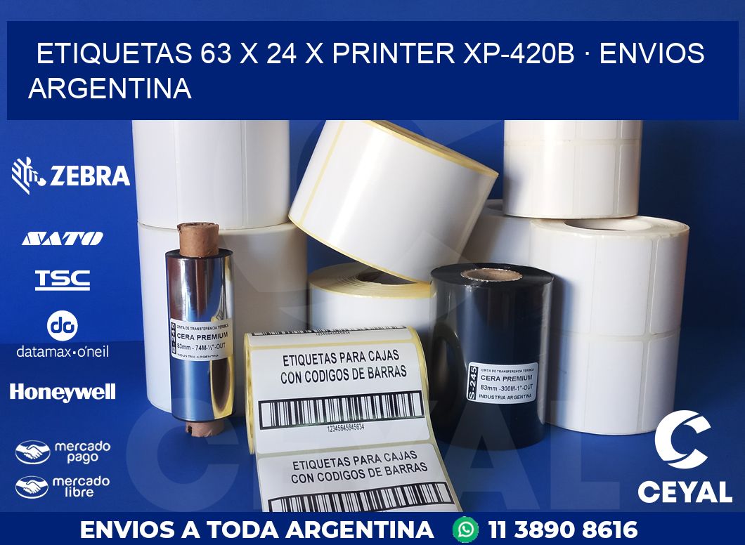 ETIQUETAS 63 x 24 X PRINTER XP-420B · ENVIOS ARGENTINA