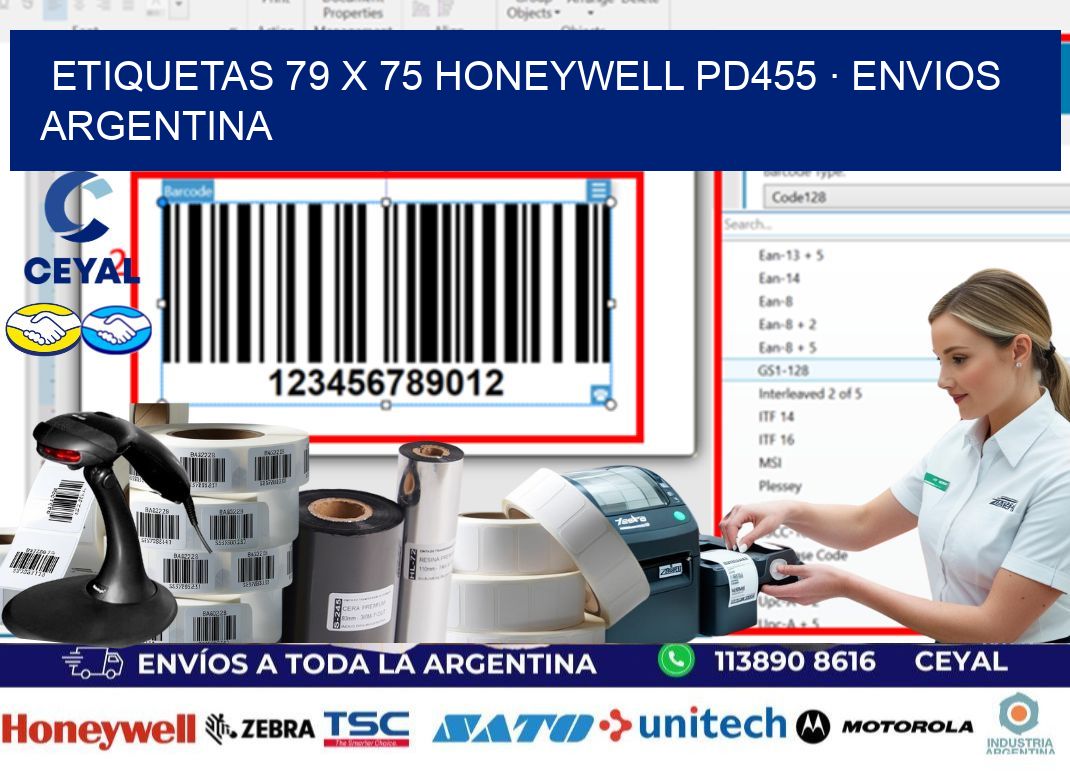 ETIQUETAS 79 x 75 HONEYWELL PD455 · ENVIOS ARGENTINA