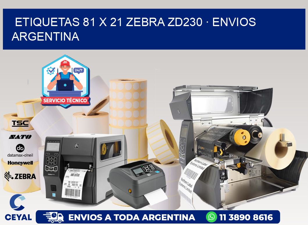ETIQUETAS 81 x 21 ZEBRA ZD230 · ENVIOS ARGENTINA