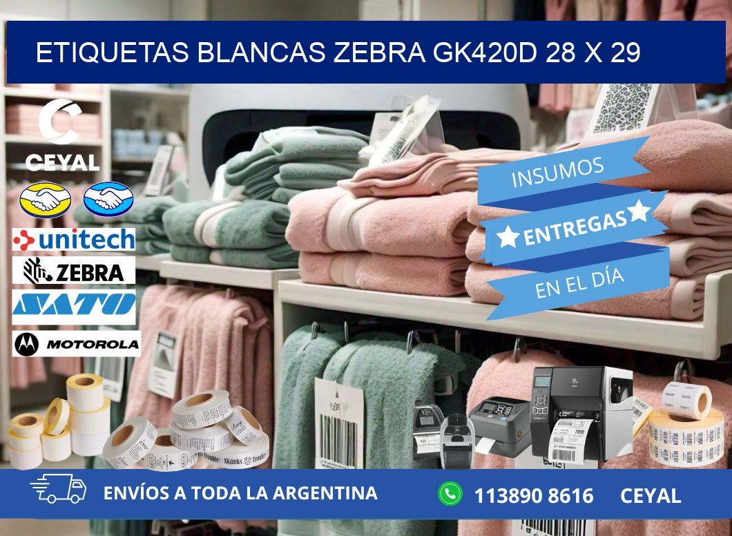 ETIQUETAS BLANCAS ZEBRA GK420D 28 x 29