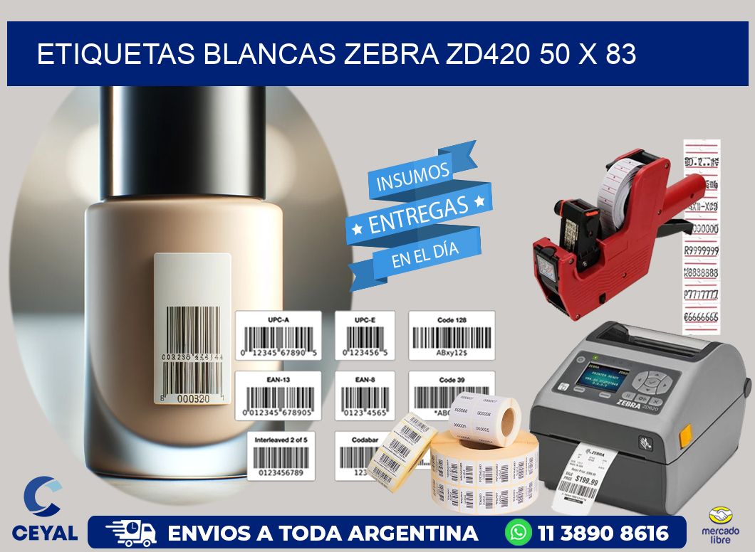 ETIQUETAS BLANCAS ZEBRA ZD420 50 x 83