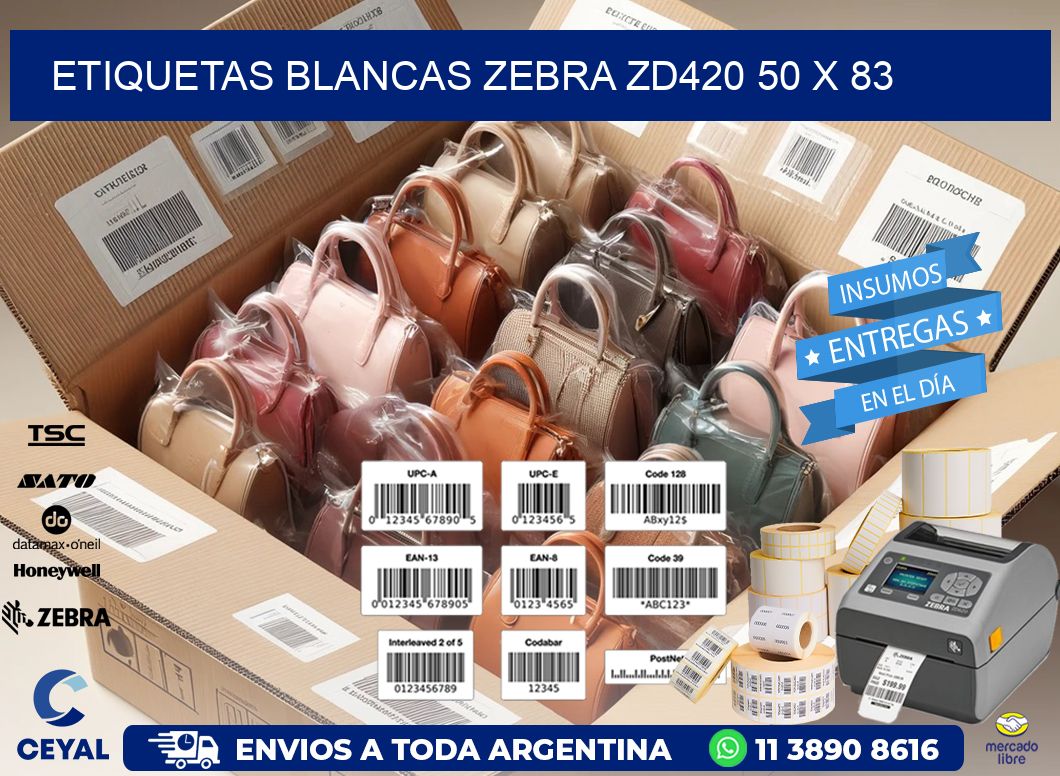 ETIQUETAS BLANCAS ZEBRA ZD420 50 x 83