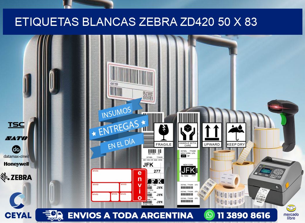 ETIQUETAS BLANCAS ZEBRA ZD420 50 x 83