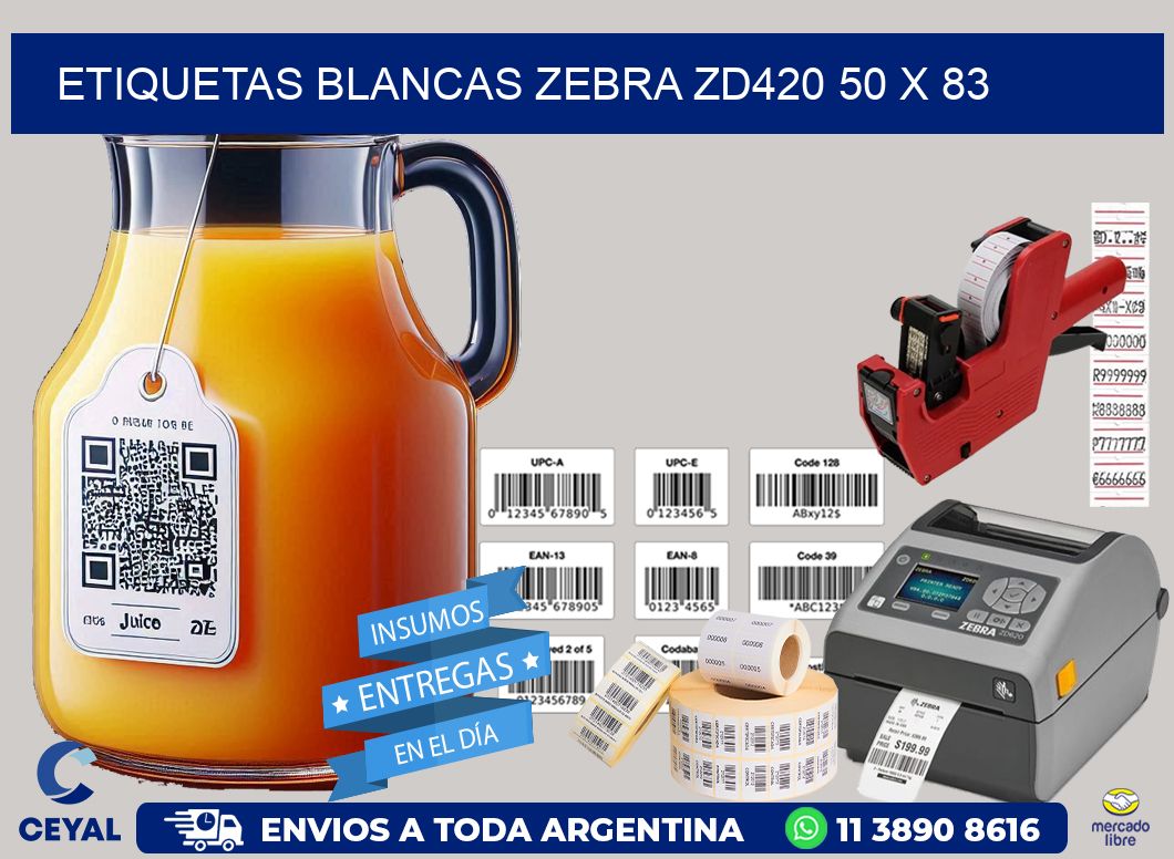 ETIQUETAS BLANCAS ZEBRA ZD420 50 x 83
