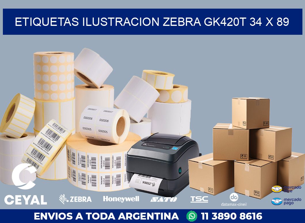 ETIQUETAS ILUSTRACION ZEBRA GK420T 34 x 89