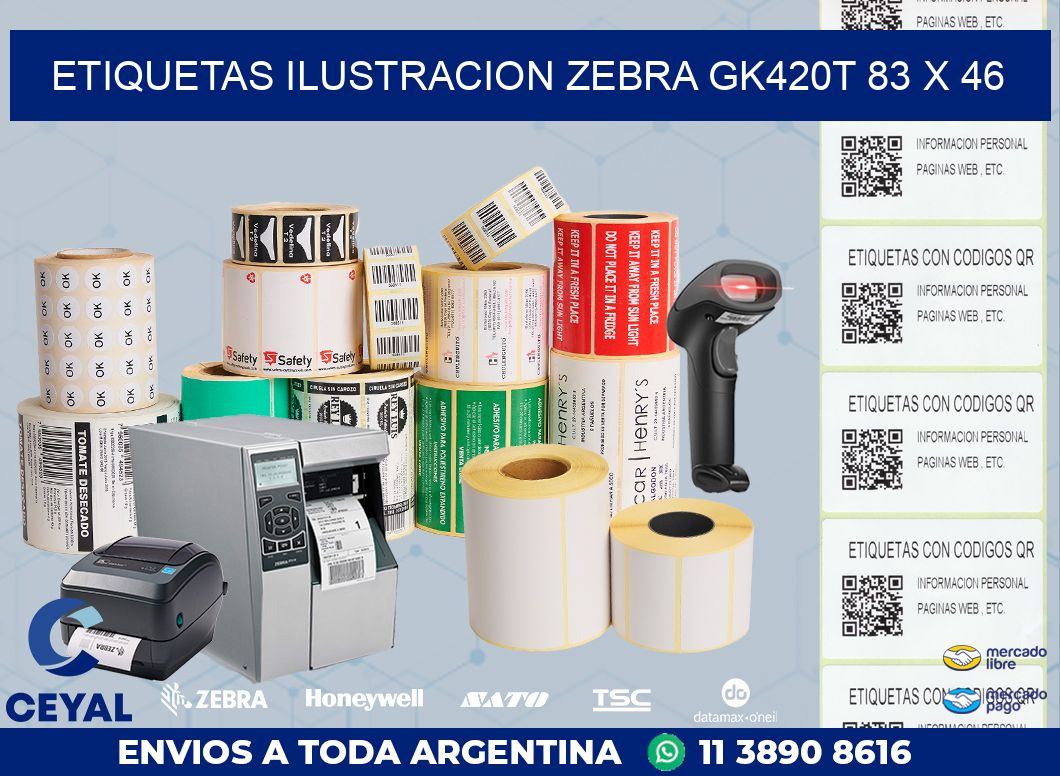 ETIQUETAS ILUSTRACION ZEBRA GK420T 83 x 46