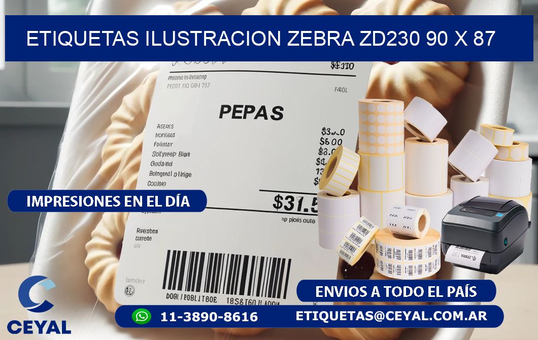 ETIQUETAS ILUSTRACION ZEBRA ZD230 90 x 87
