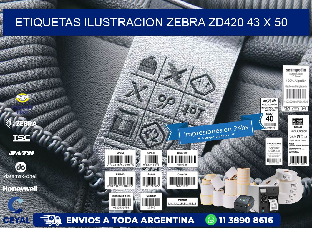 ETIQUETAS ILUSTRACION ZEBRA ZD420 43 x 50