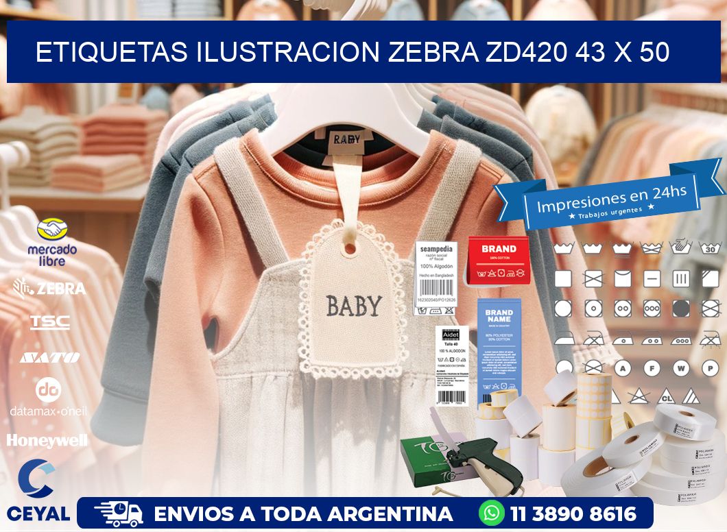ETIQUETAS ILUSTRACION ZEBRA ZD420 43 x 50
