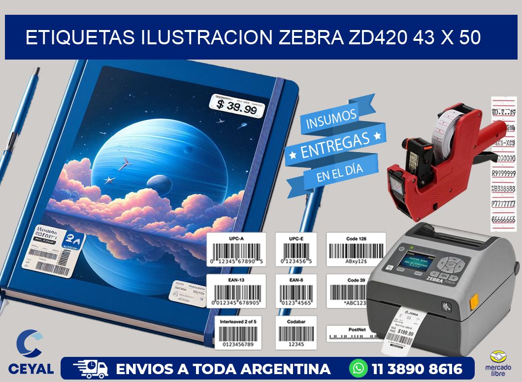 ETIQUETAS ILUSTRACION ZEBRA ZD420 43 x 50