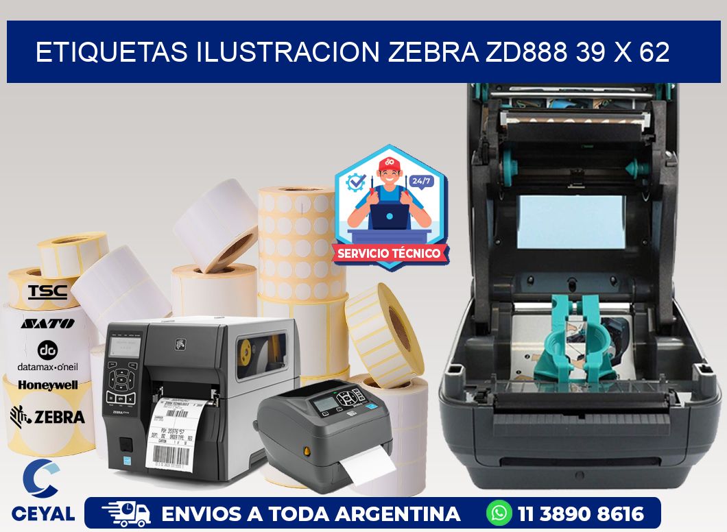 ETIQUETAS ILUSTRACION ZEBRA ZD888 39 x 62