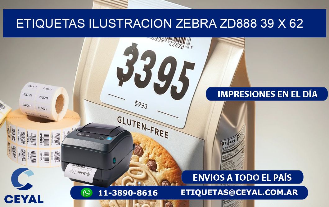 ETIQUETAS ILUSTRACION ZEBRA ZD888 39 x 62