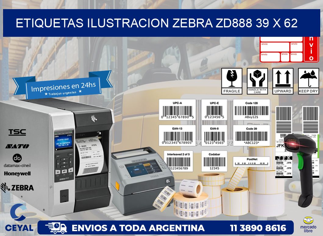 ETIQUETAS ILUSTRACION ZEBRA ZD888 39 x 62