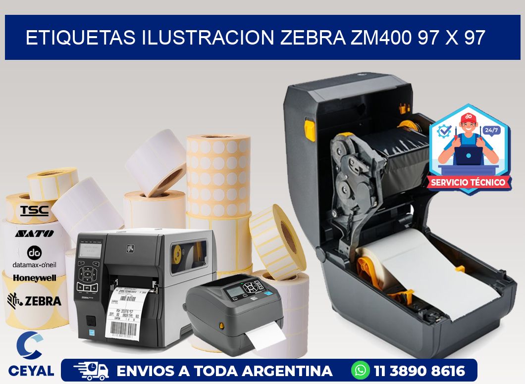 ETIQUETAS ILUSTRACION ZEBRA ZM400 97 x 97