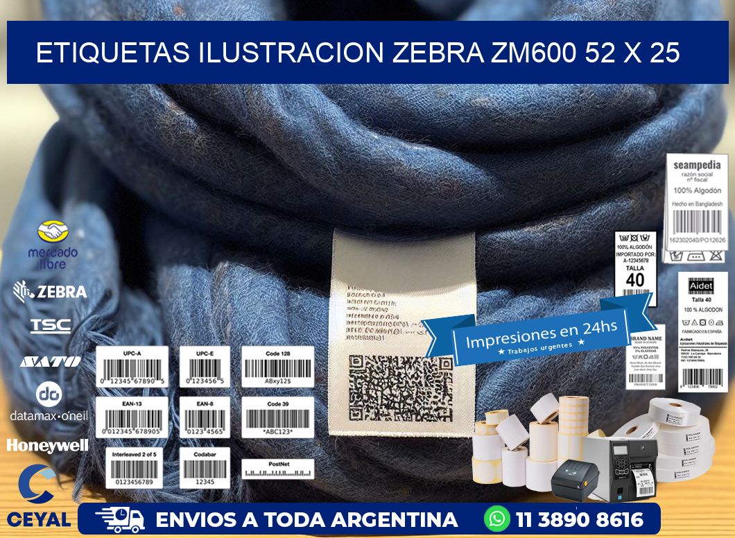 ETIQUETAS ILUSTRACION ZEBRA ZM600 52 x 25