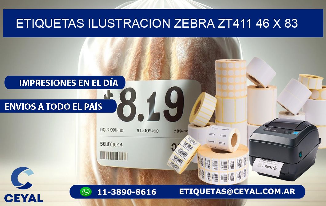 ETIQUETAS ILUSTRACION ZEBRA ZT411 46 x 83