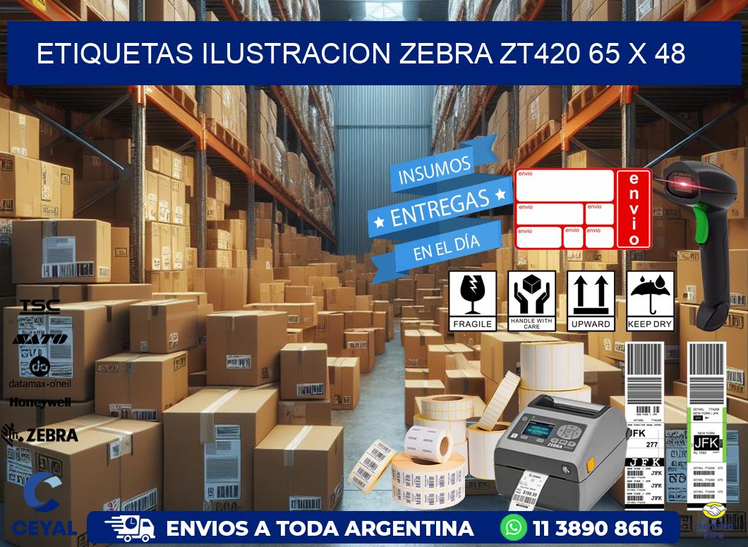 ETIQUETAS ILUSTRACION ZEBRA ZT420 65 x 48