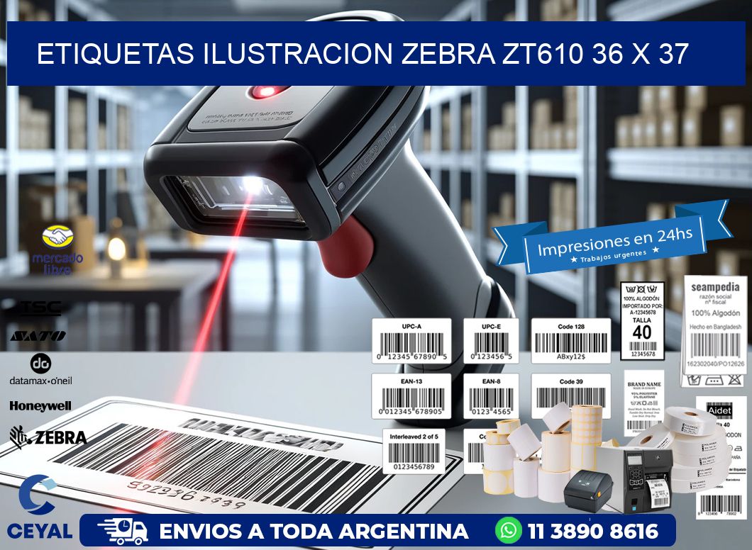 ETIQUETAS ILUSTRACION ZEBRA ZT610 36 x 37