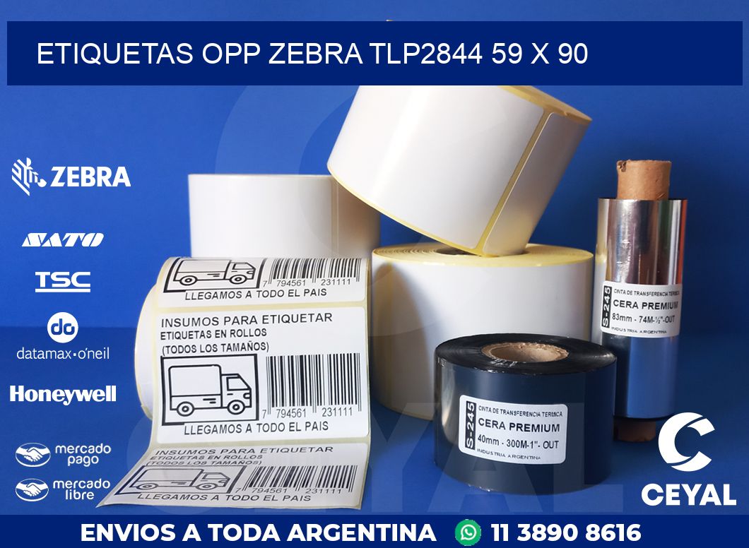 ETIQUETAS OPP ZEBRA TLP2844 59 x 90