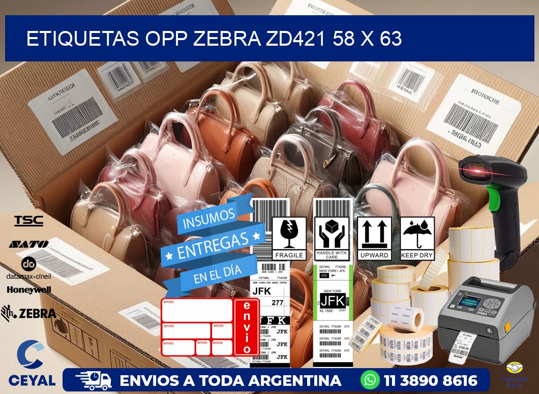 ETIQUETAS OPP ZEBRA ZD421 58 x 63