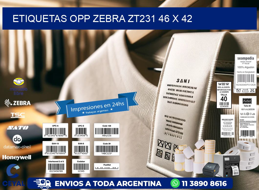 ETIQUETAS OPP ZEBRA ZT231 46 x 42